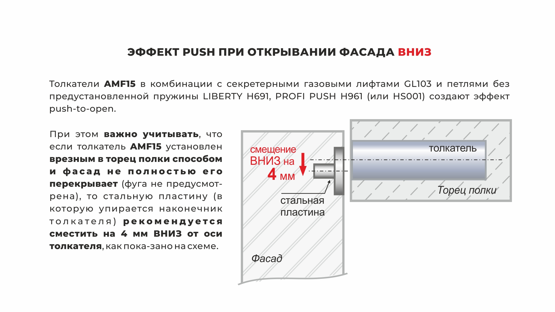 Магнитный толкатель Push-to-Open скрытого монтажа AMF15